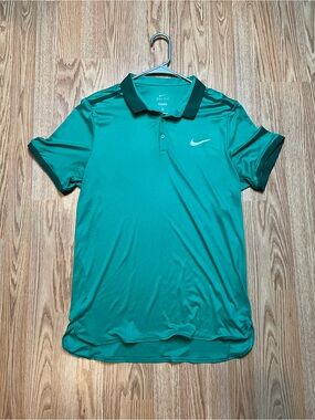 Nike Men’s DRI-FIT Green Polo with Dark Green Trim